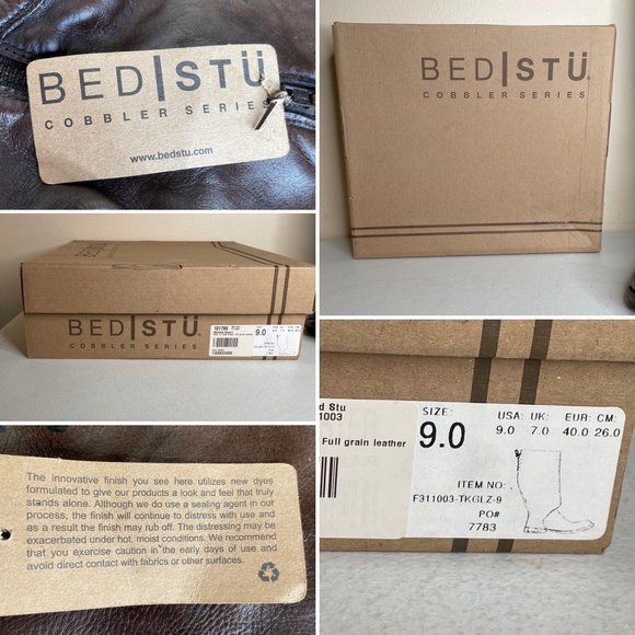 New BED STU Manchester Teak Distressed Riding Boots Size 9 - Picture 16 of 16